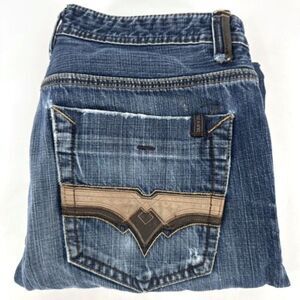 Buffalo David Bitton Men's Rickard Straight Leg Denim Jeans Dark Wash Blue Sz 33